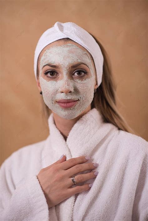 Spa Woman Applying Facial Mask Treatment Girl Beautiful Photo