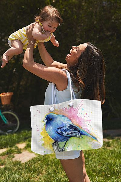 Indigo Bunting Blue Bird Watercolor Weekender Tote Bag For Sale By Olga Shvartsur