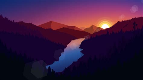3840x2160 Illustration River Mountains Polygon Art 4k Wallpaper Hd