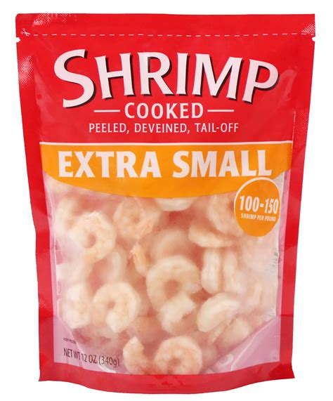 Frozen Cooked Extra Small Peeled Deveined Tail Off Shrimp 12 Oz