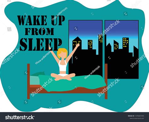 Woman Sleep Bed Night Wake Flat Stock Vector Royalty Free 1478687393 Shutterstock