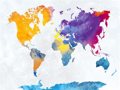 Watercolor World Map Desktop Wallpaper Map Of World