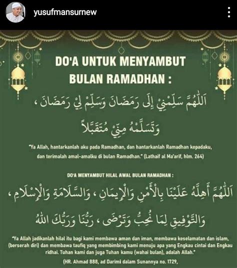 Doa Menyambut Ramadhan Ini Yang Diajarkan Ustadz Yusuf Mansyur