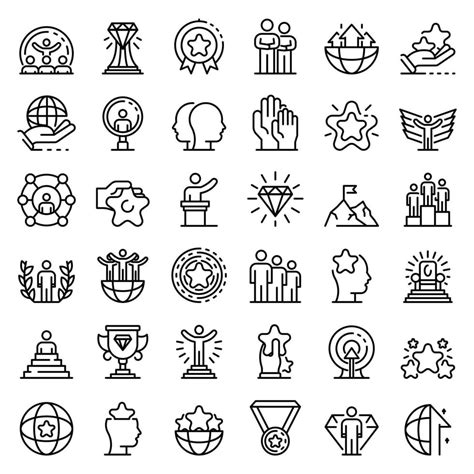Excellence Icons Set Outline Style 8549782 Vector Art At Vecteezy