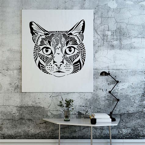 Cat Face Stencil Cat Stencils For Walls Crafts And Furniture
