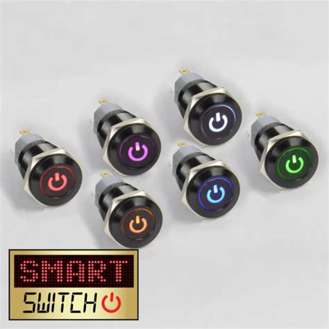 Smartswitch 12v24v 18mm Ip67 Steel Led Illuminated Onoff Power Button