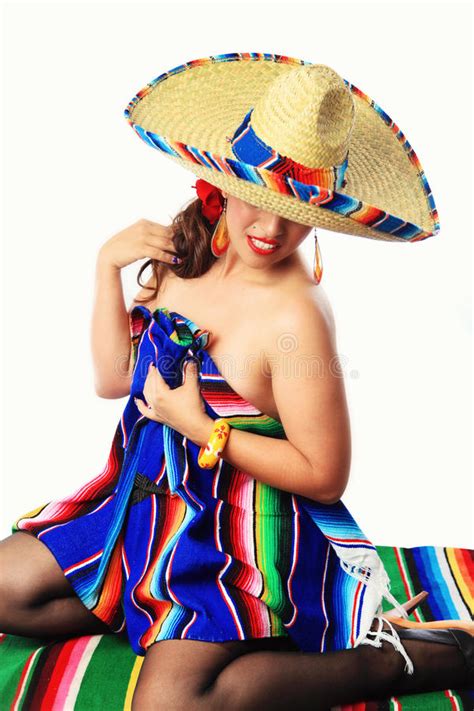 Sexy Schuw Mexicaans Pin Up Girl Stock Foto Image Of Kleurrijk Deken