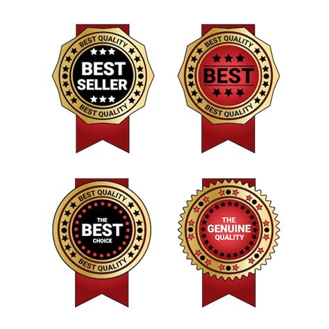 Premium Vector Set Of Best Seller And Quality Medals Golden Badge