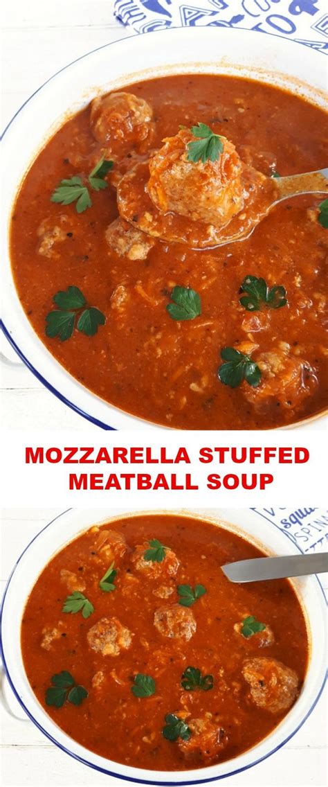 Hand down the best tomato soup recipe there is! Rich Tomato based Soup with Mozzarella stuffed Meatballs ...