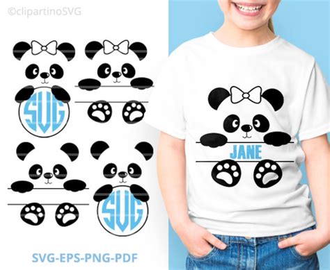 Panda Svg Monogram Panda Cut File Cricut Design Girl Boy Baby Etsy