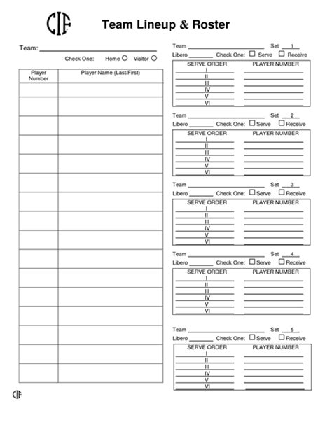 Printable Volleyball Lineup Sheet Printable Templates