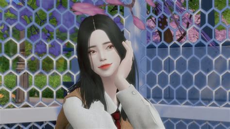 Korean School Girl The Sims 4 In 2021 Sims 4 Sims Sims Hair Gambaran