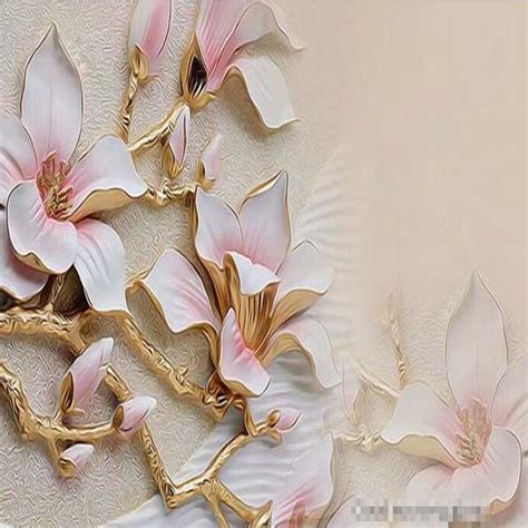 Custom 3d Mural Wallpaper Stereo Relief Magnolia Flower Wall Art