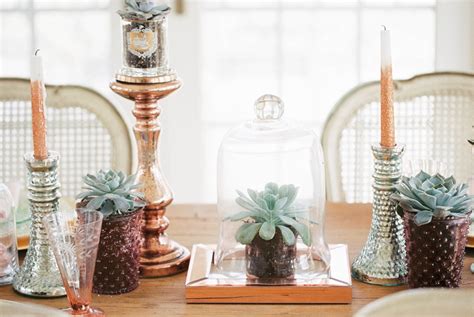 Rose Gold And Succulents Wedding Centrepiece Photography
