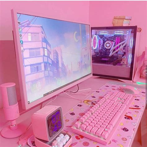 Pastel Pink Kawaii Gamer Desk In 2021 Video Game Room Design Gaming