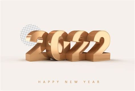 Premium Psd Gold 2022 New Year 3d Rendering