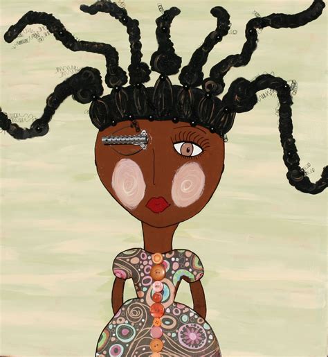 Afro Art Girl Original African American Folk Art 3 D