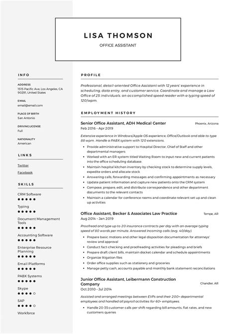 A microsoft word resume template is a tool which is 100% free to download and edit. Office Assistant Resume + Writing Guide | 12 Resume ...