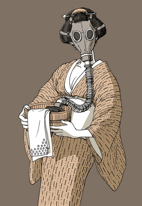 Gas Mask Kimono Girl By Ruinsayaemon On Deviantart Gas Mask Drawing