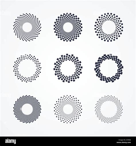 Halftone Dots In Circle Shape Round Dotted Logo Design Element Black