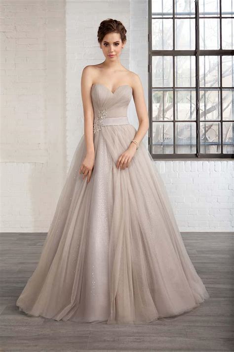 Elegant Gray Wedding Dresses Bridal Gown With Crystals Sash Beads Color