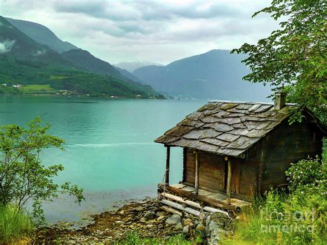 Rent a cabin in norway. Norwegian Fjord Mountain Log Cabin Photograph by Norma ...