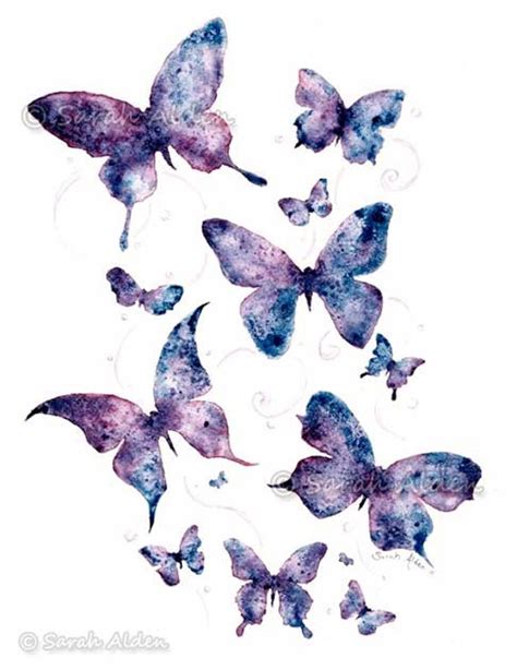 Watercolor Butterfly Art Purple Butterfly Print Butterflies