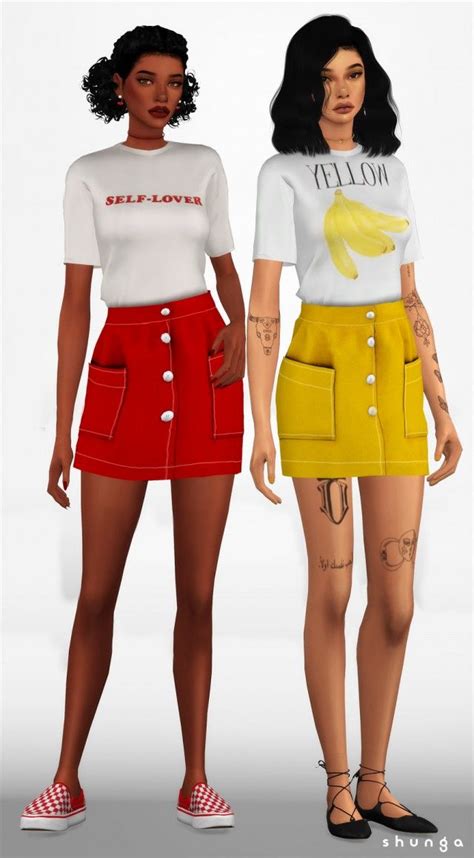 Urban Outfitters Denim Skirt By Shunga Sims 4 Clothing Sims 4 Sims