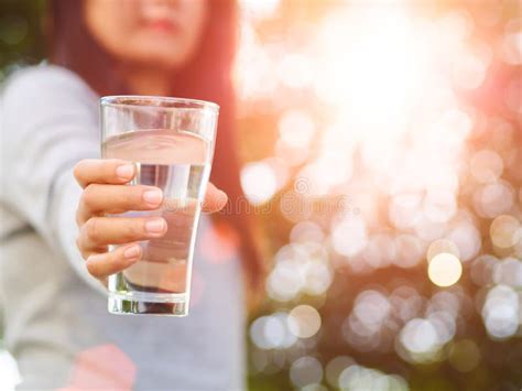 Closeup Woman Hand Holding A Glass Of Water Stock Photo Image Of