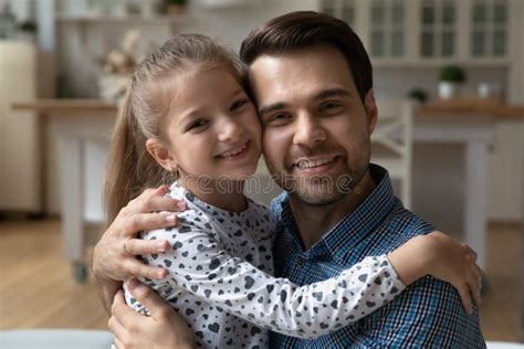 Happy Dad Holding Cute Daughter Kid In Arms Stock Image Image Of