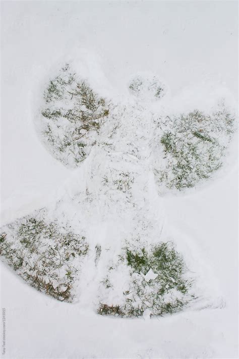 Snow Angel With Grass Peeking Through By Stocksy Contributor Tana Teel Stocksy