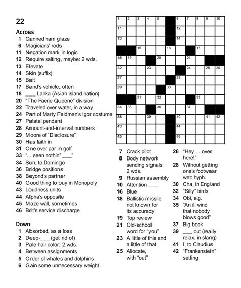 Easy Printable Crossword Puzzles For Adults Coloring 57