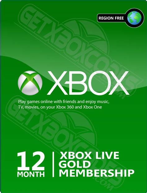 12 Month Xbox Live Gold Membership Subscription For Xbox 360 Xbox One
