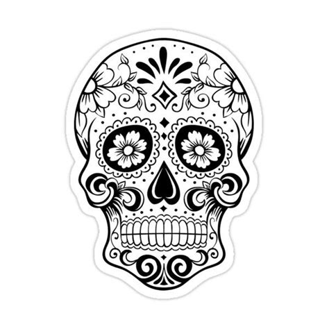 Black And White Sugar Skull Sticker By Southprints In 2021 Skull