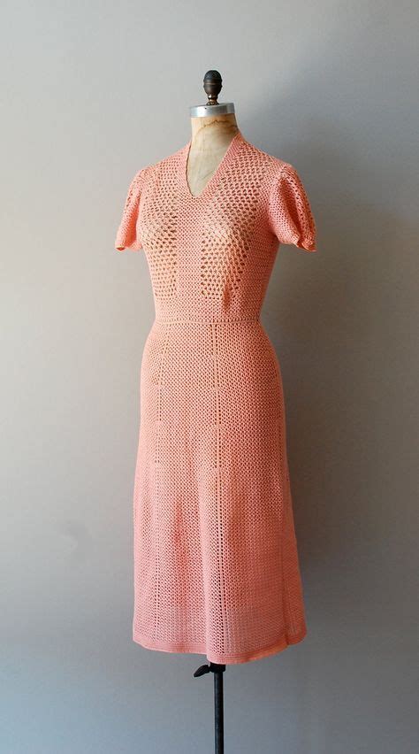 Crochet Dress 1930s Dress 30s Knit Dress Coral Gables Etsy