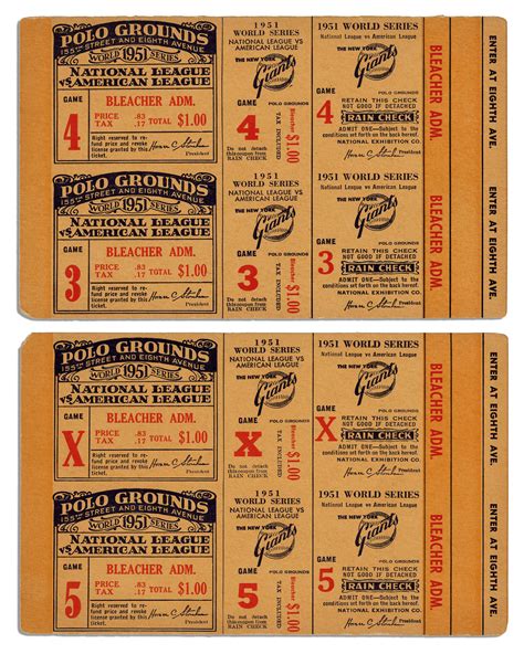 Lot Detail Four Tickets To The Legendary 1951 World Series Games 3