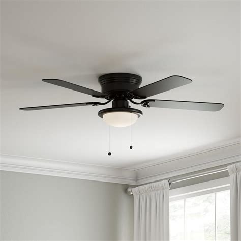 Featuring reversible blades, in black finish and is complemented by mahogany finish. Hugger LED Black Ceiling Fan With Lights 52" Low Profile ...
