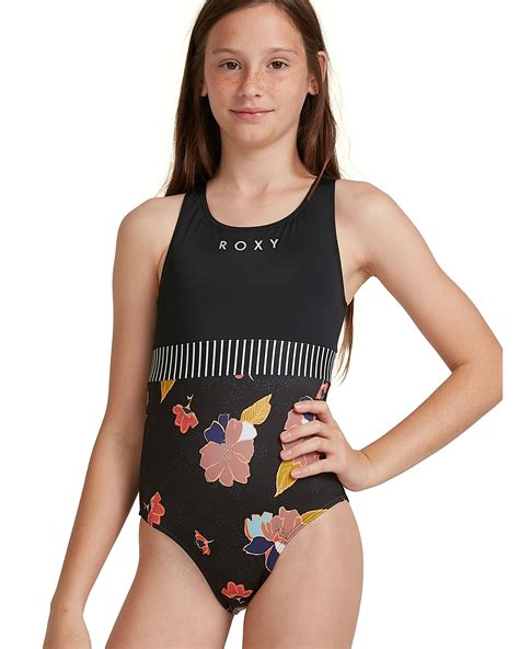 Roxy Girls 8 14 Riding Time Sporty One Piece Anthracite Surfstitch