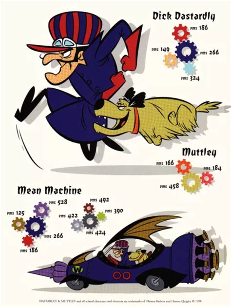 Hanna Barbera Style Guide Plate Dick Dastardly Muttley Color Guide