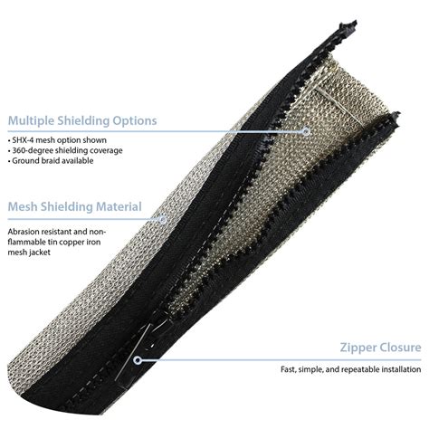 Zipper Mesh No Jacket Emi Shielded Cable Bundling Zt