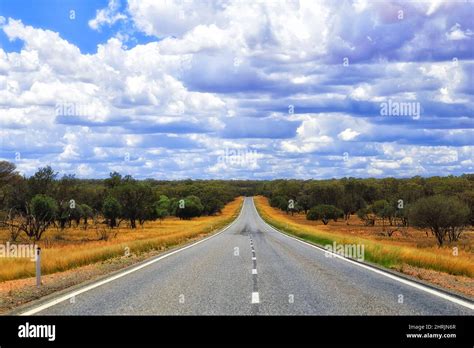 Barrier Highway A32 In Australian Outback From Broken Hill To Coast