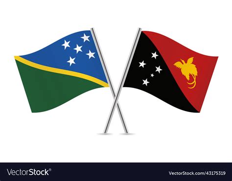 Solomon Islands And Papua New Guinea Flags Vector Image