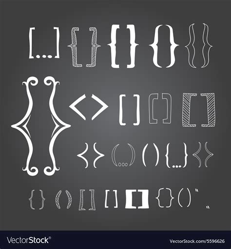 Different Hand Drawn Brackets Bracket Icons Set Vector Image