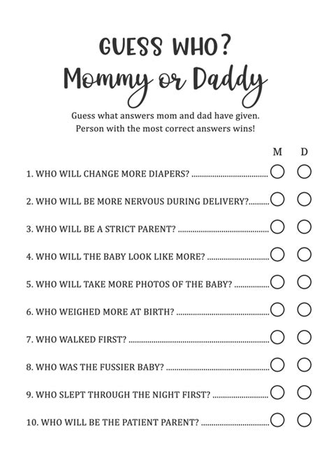 Printable Mommy And Daddy