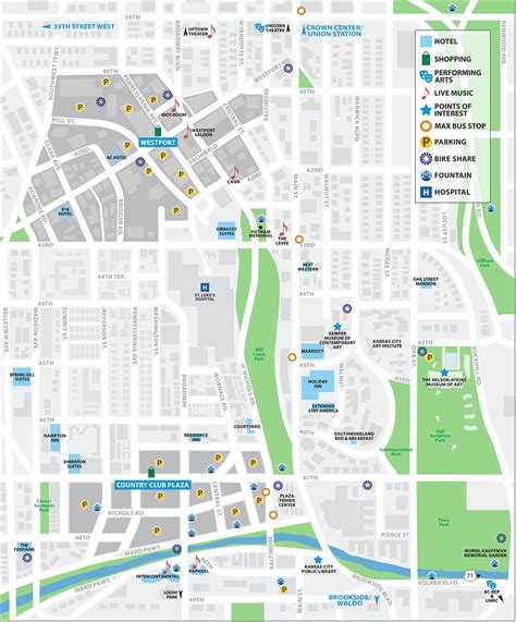 Map Of The Country Club Plaza And Westport In Kansas City Westport