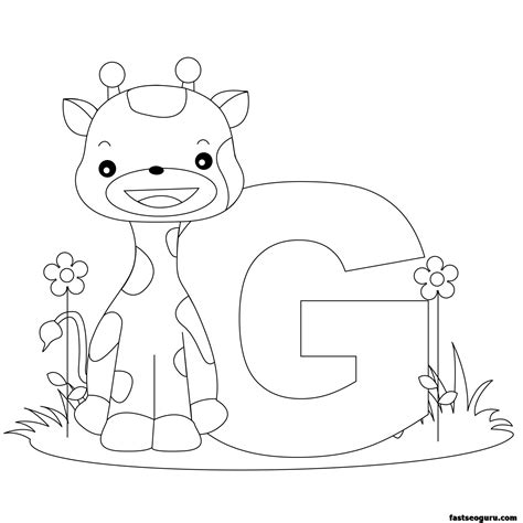 Free printable giraffe coloring page for kids. Printable Animal Alphabet worksheets Letter G is for ...