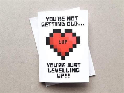 Gamer Birthday Card Geeky Birthday Card Youre Not Getting Old Level