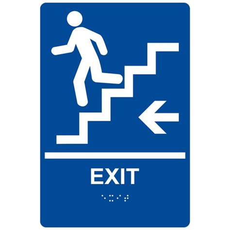 Ada Exit Stairs Braille Sign Rre 14791whtonblu Enter Exit