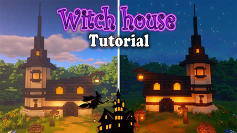 How To Build Witch House In Minecraft Halloween Tutorial Youtube