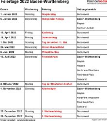 Übersicht aller feiertage in deutschland für das jahr 2021 auf ferienwiki dem kalender und ferienportal. Feiertage Baden-Württemberg 2020, 2021 & 2022